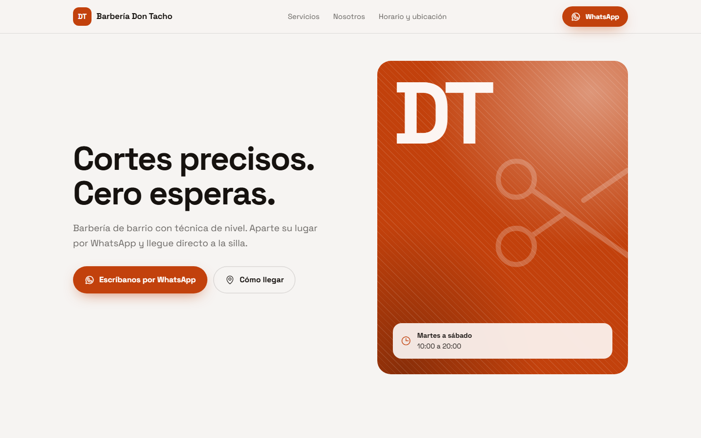 Ejemplo de página para barbería
